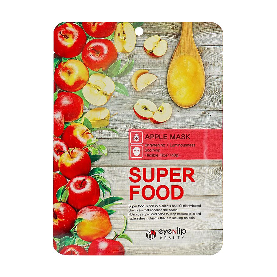 Тканинна маска для обличчя Eyenlip Super Food Apple Mask з екстрактом яблука, 23 мл